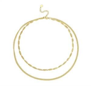 NEW KATIE RAE COLLECTION women's jane double chain necklace in gold